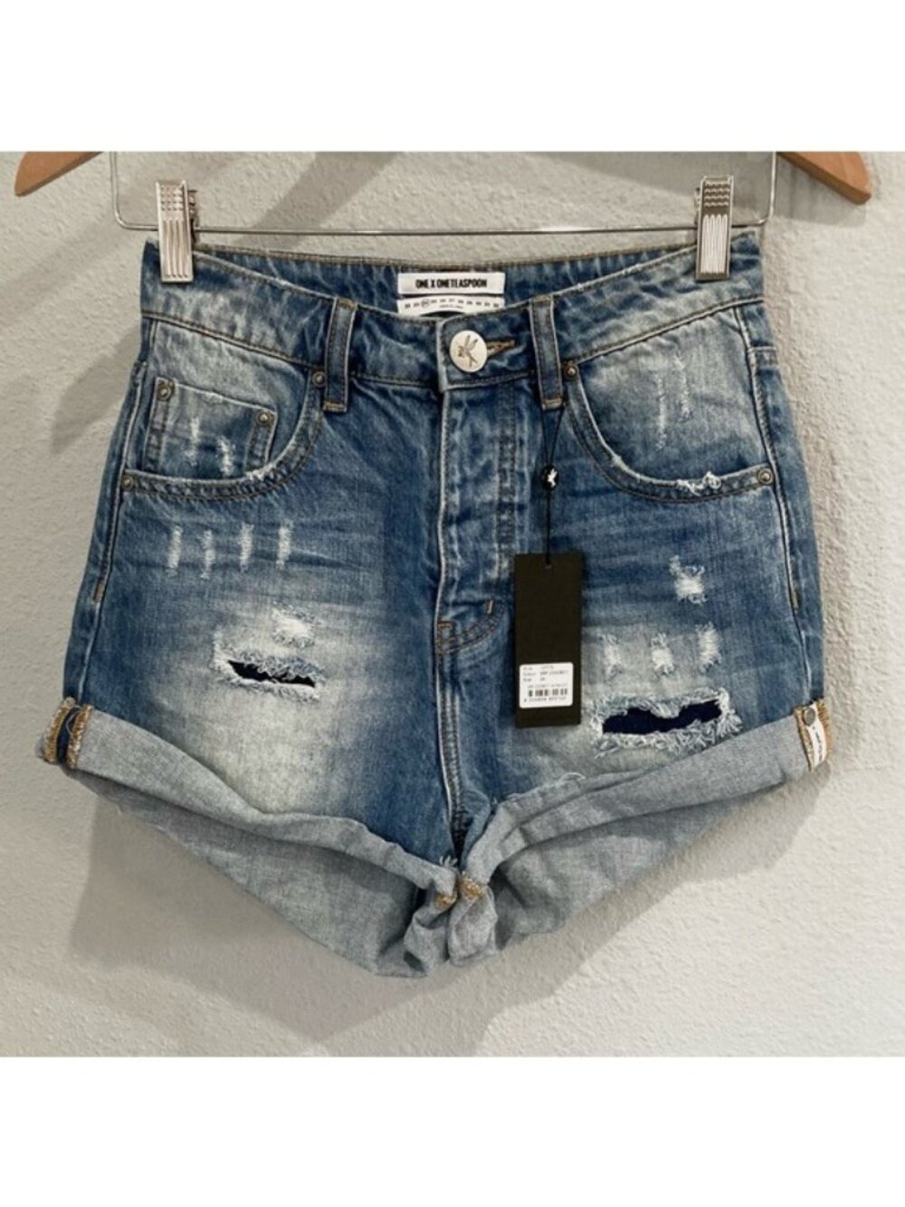 One Teaspoon High Cut Distressed Shorts Surf Cowboy High Waist Festival Beach